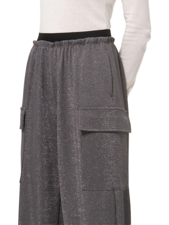 Damen Stoff Cargo Hose Silver