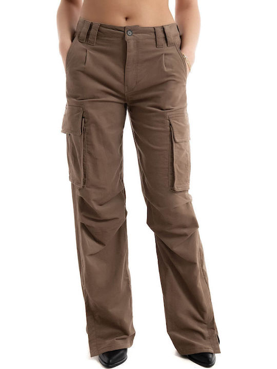 Damen Stoff Cargo Hose Dark Beige