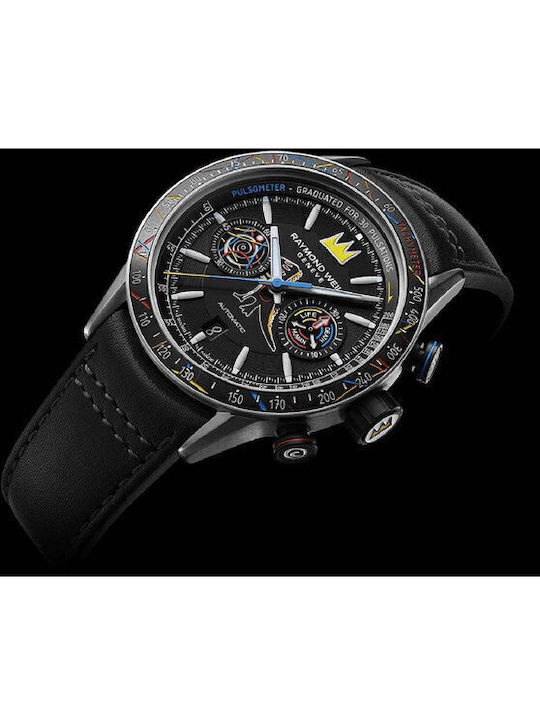 Raymond Weil Ανδρικό Ρολόι Χρονογράφος Αυτόματο με Μαύρο Δερμάτινο Λουράκι