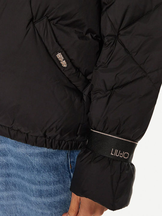 Kurz Damen Puffer Jacke für Winter Black