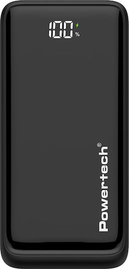 Powertech PT-1327 Power Bank 20000mAh 22.5W με 2 Θύρες USB-A και Θύρα USB-C Power Delivery / Quick Charge 3.0 Μαύρο