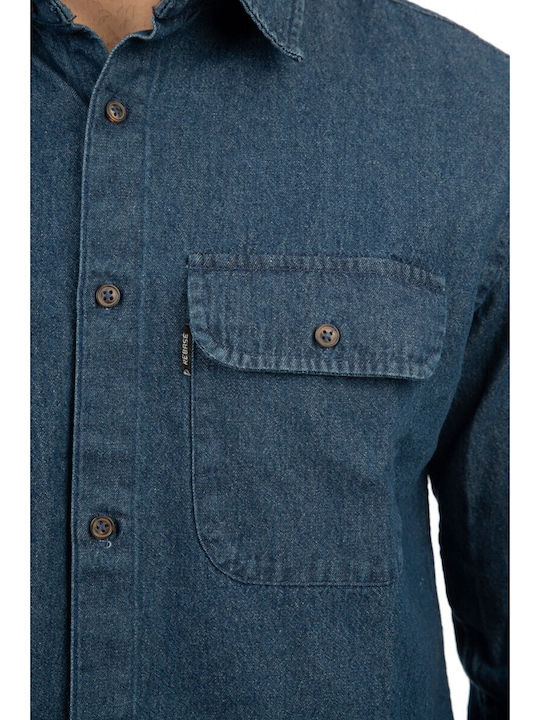 Rebase Long-sleeved Denim Shirt Blue