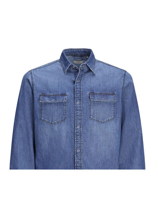 Long-sleeved Cotton Shirt Blue