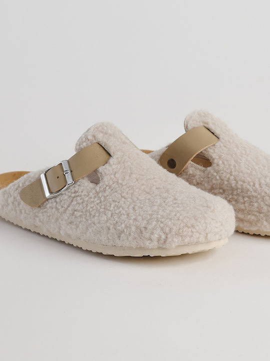 Noidinotte Leather Winter Women's Slippers in White color