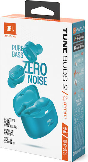 JBL Tune Buds 2 Bluetooth Handsfree Earphones with Sweat Resistance and Charging Case Turquoise