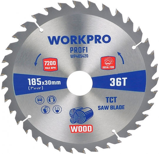WorkPro Диск за рязане с 36 Зъба 185мм