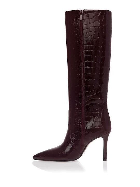 Sante Women's Boots Patent Leather with High Heel Burgundy