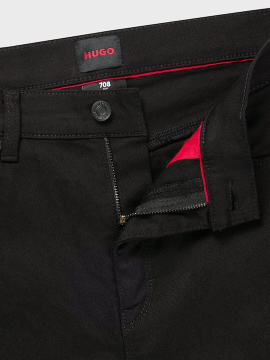708 Men's Elastic Jeans Pants with Slim Fit Black
