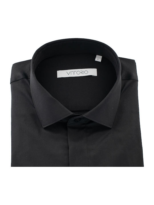 Langärmlig Baumwolle Hemd Black