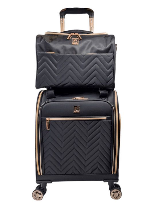 Diplomat Kleine Monaco-Kollektion Kabinen-Stoffkoffer Schwarz mit 4 Rädern Höhe 55cm