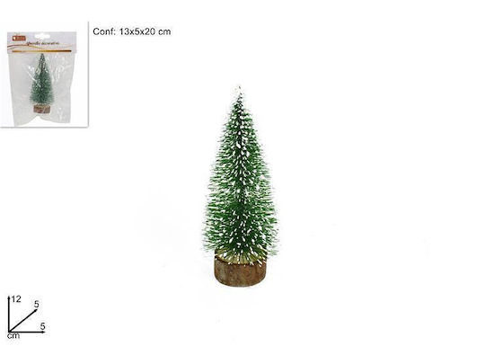 Christmas Decorative Snowy Wood Tree 12cm Green