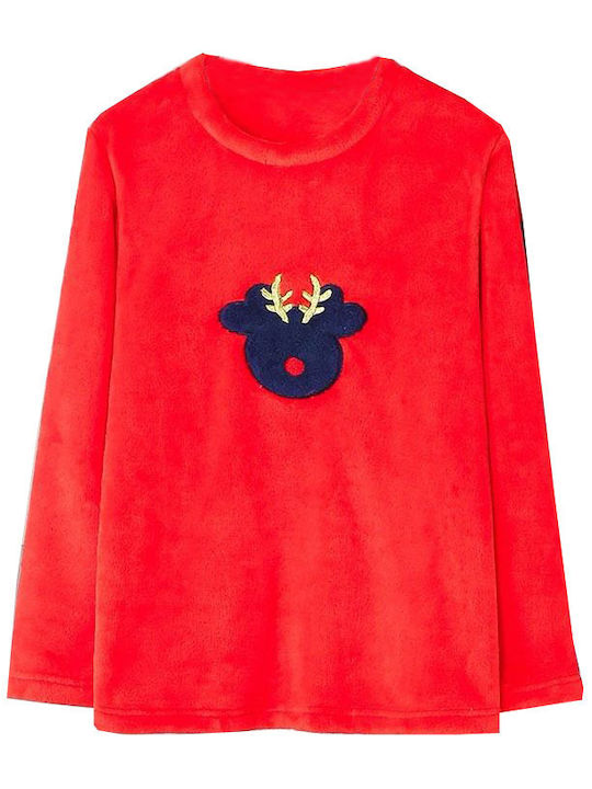 Join Kinder Schlafanzug Winterlich Fleece Rot