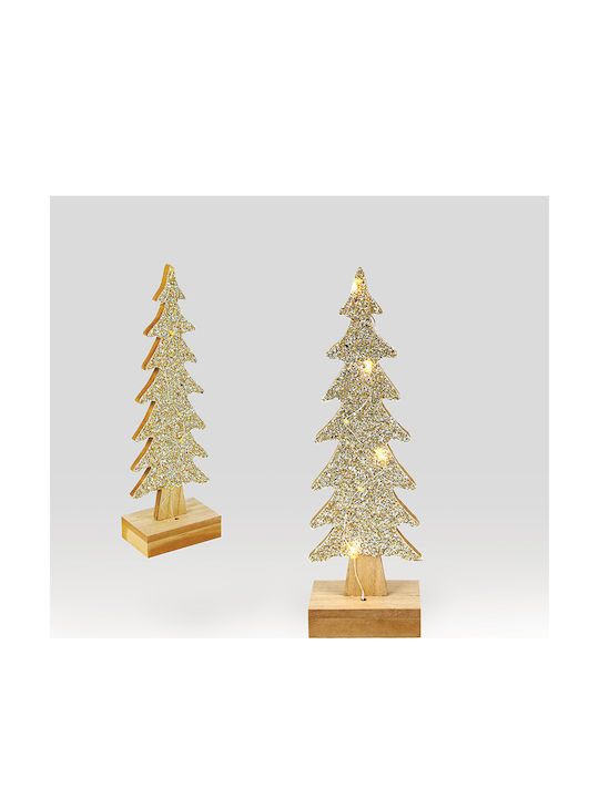 Aca Christmas Decorative Illuminated Wood Tree 30.5cm IP20 Battery Gold