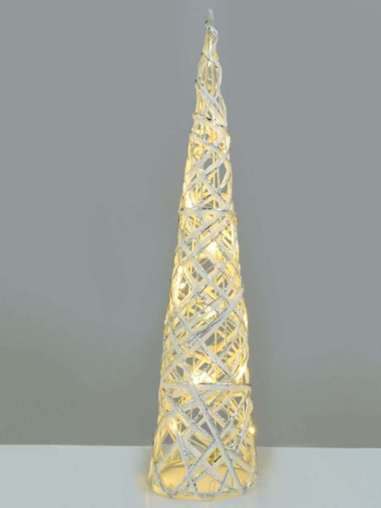Christmas Decorative Illuminated Metal Tree Cone 40cm IP20 Battery White White & Silver Cone Tree