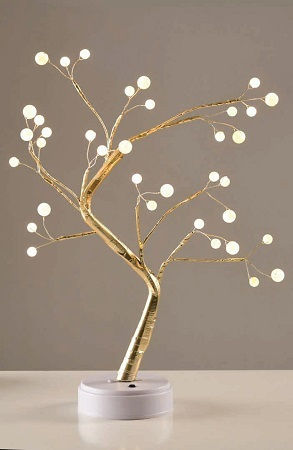 Beleuchtet Weihnachtsdekoration Baum Natürliches Erscheinungsbild 50cm Batterie Gold