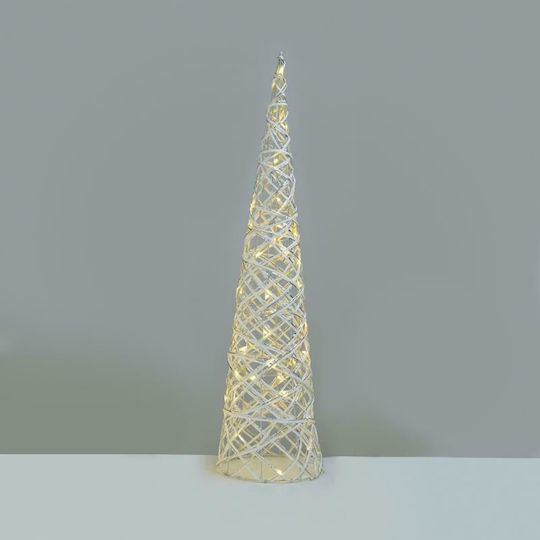 Christmas Decorative Illuminated Metal Tree Pyramid 80cm IP20 Battery Silver