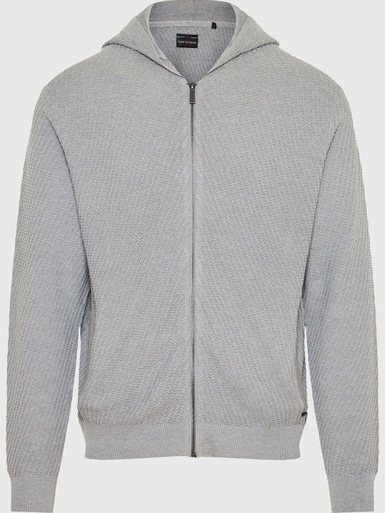 Men's Knitted Cardigan with Hood Gray