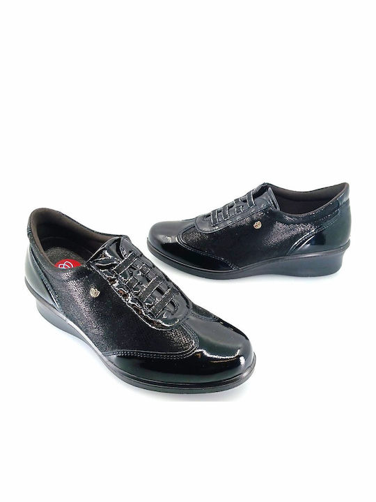 Ανατομικά Γυναικεία Slip-On Δερμάτινα Μαύρα