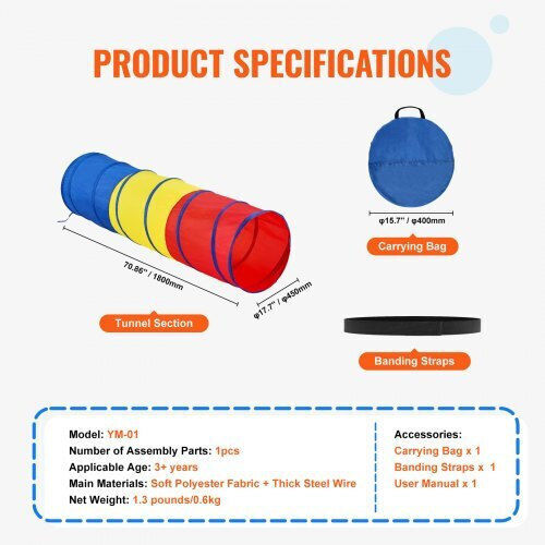 Vevor Kids Play Tunnel Multicolour