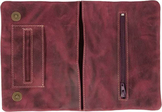 Mestango Leather Tobacco Pouch Shadows With Magnetic Clasp 15.5x8cm Red