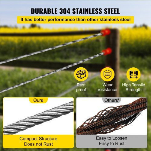 Vevor Stainless Steel Cable 304 3/16" 7x19 250ft Railings & Balconies Gss7x19-4.8mm76m1v0