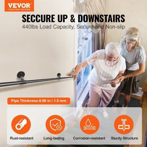 Vevor Stair Handrail 13ft 440lbs Industrial Steel Handrail Indoor Outdoor Tzbgsltfsgy13yh9hv0
