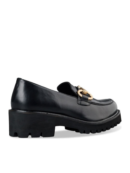 Δερμάτινα Γυναικεία Loafers σε Μαύρο Χρώμα