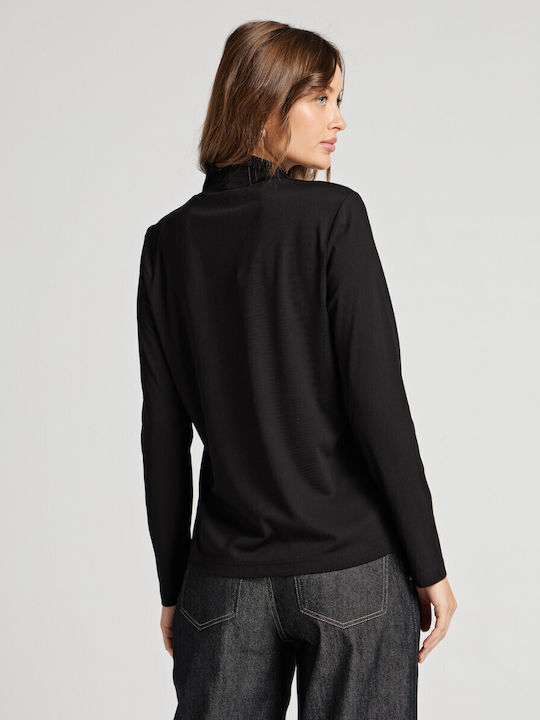 Women's Blouse Long Sleeve Turtleneck Black
