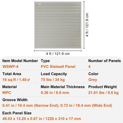 Vevor Διάτρητη Πλάτη 121.92x121.92cm BTQBPVCF16SQTX3KIV0