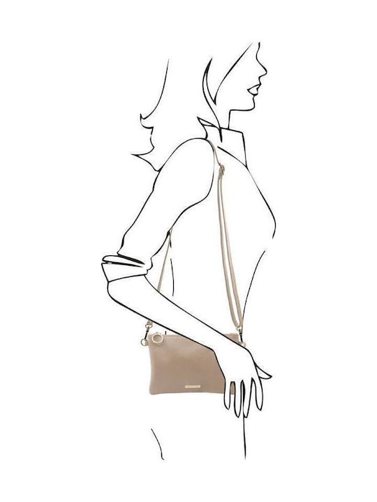 Leder Damen Kupplung Helle Taupe