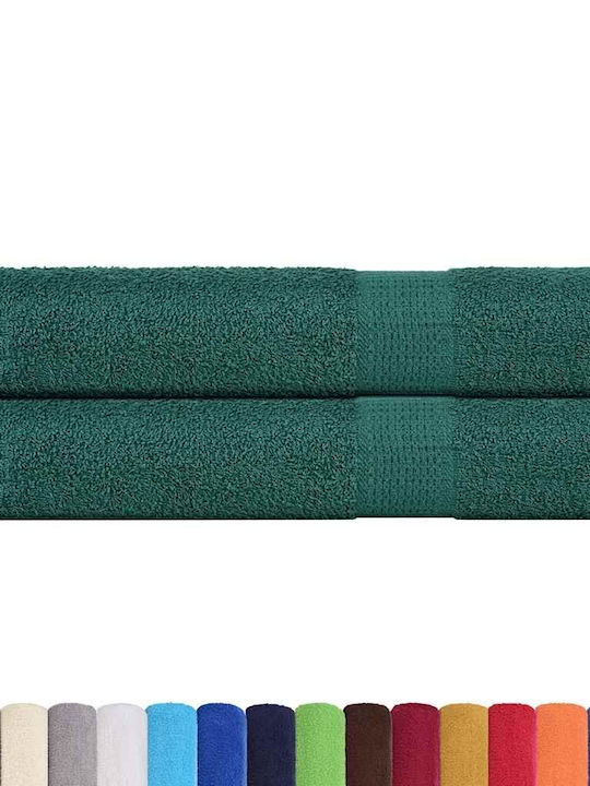 vidaXL 2pc Bath Towel Set 80x200cm. Green