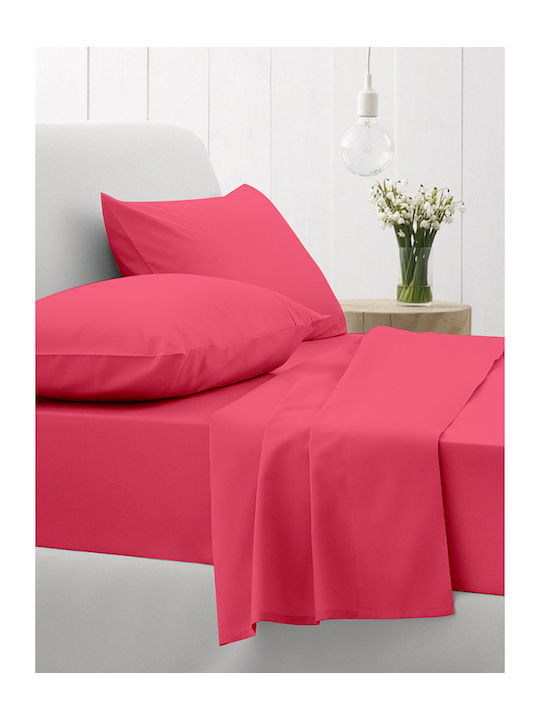 Sunshine Sheet Super-Double with Elastic 160x200+30cm. Cotton Feelings Fuchsia