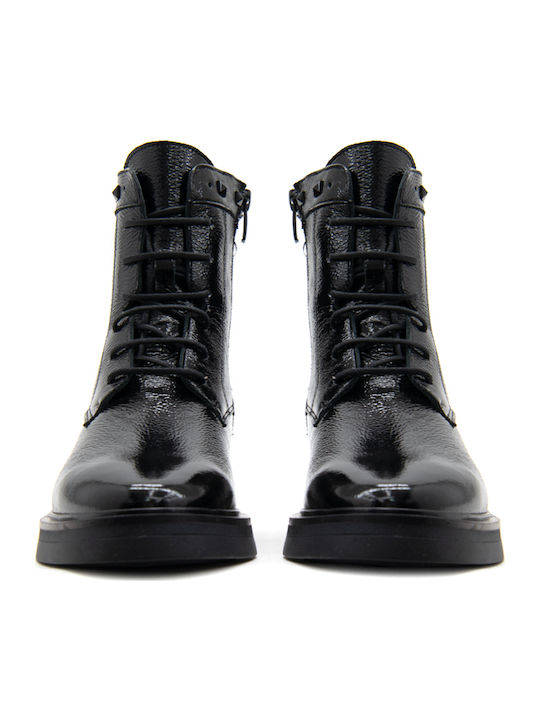 Stiefeletten Damen aus Lackleder Schwarz