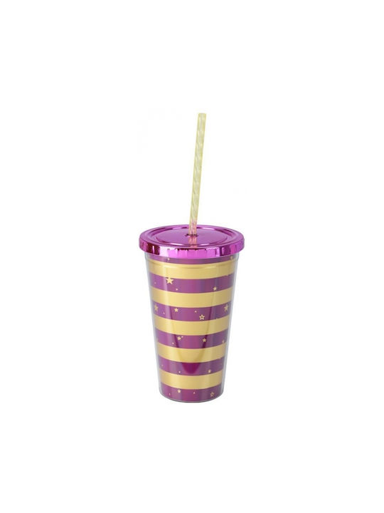 Koopman Glass made of Glass in Purple Color with straw