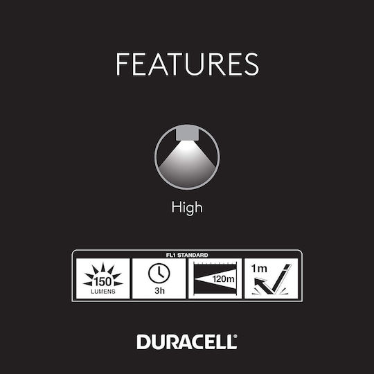 Duracell Flashlight LED with Maximum Brightness 150lm