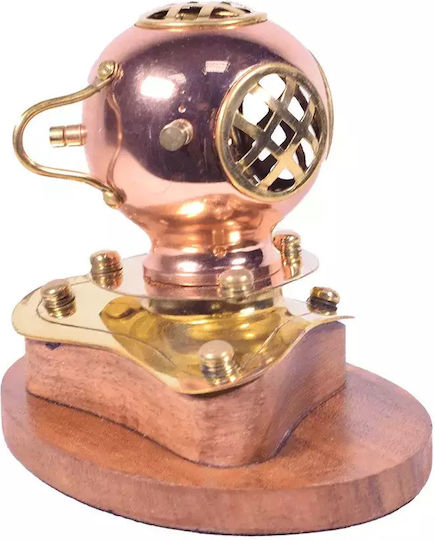 Diving Helmet Decorative with Wooden Base 13cm