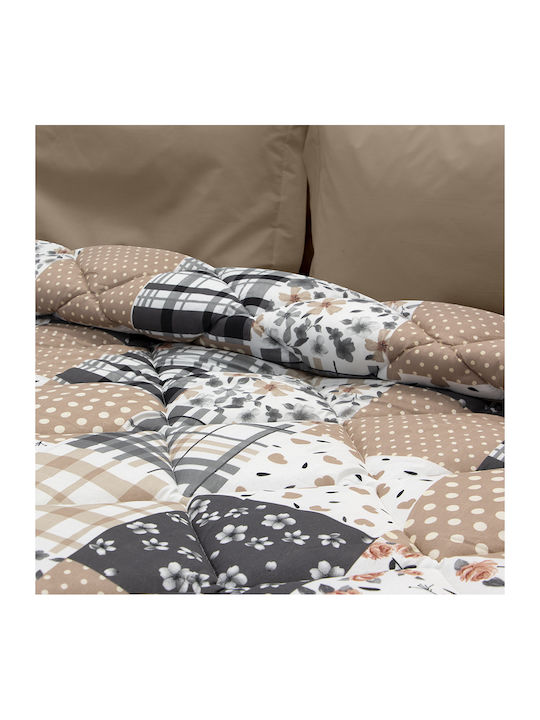 Lino Home Пухено Куинсайз 220x240бр Geranio Сив 350 г/м²Gsm