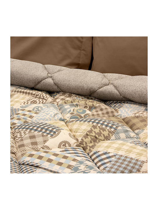 Lino Home Пухено Куинсайз 220x240бр Tulipan Бежов 350 г/м²Gsm