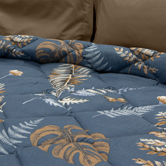 Lino Home Duvet Queen 220x240cm Petunia Blue 350 GSMGsm