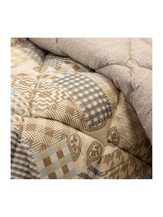 Lino Home Пухено Куинсайз 220x240бр Tulipan Бежов 350 г/м²Gsm