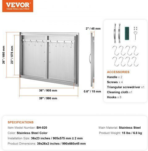 Πόρτα Bbq Νησίδας 990x660 Mm Ανοξείδωτη Vevor Εξωτερική Κουζίνα Smmbscjmys39maf9xv0