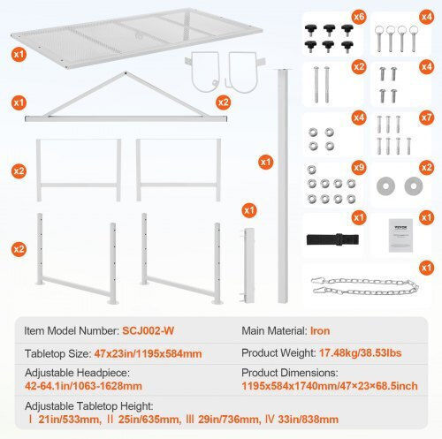 Vevor Goat Cutting Stand 21"-33" 47x23 White Scxjjbsytm47jnhgxv0
