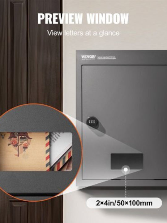 Vevor Outdoor Mailbox Metallic in Black Color 31.75x16.002x42.926cm