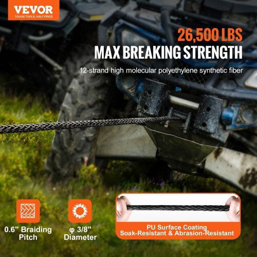 Vevor Car Towing Equipment Tow Rope In Black Color