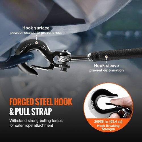 Vevor Car Towing Equipment Tow Rope In Black Color