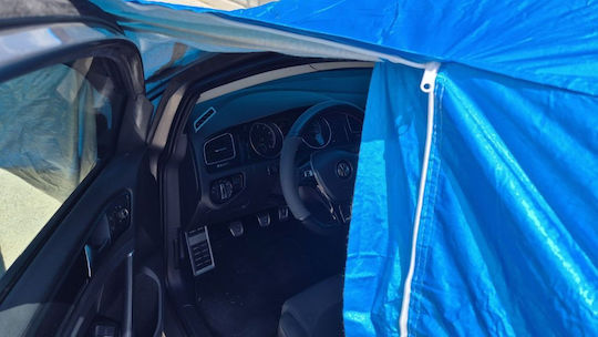 Car Cover with Zipper Door Openings Mirror Pockets 520x180x150cm Size SUV Blue