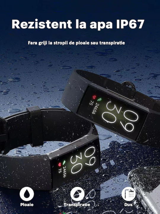 Brățară Fitness 1.1 Inch Ecran Amoled Vichematech Android Ios Full Touch Încărcare Magnetică Bluetooth Rezistentă la Apă Ip67 Notificări Apeluri Sms Aplicație Multiple Moduri Sport Monitorizare