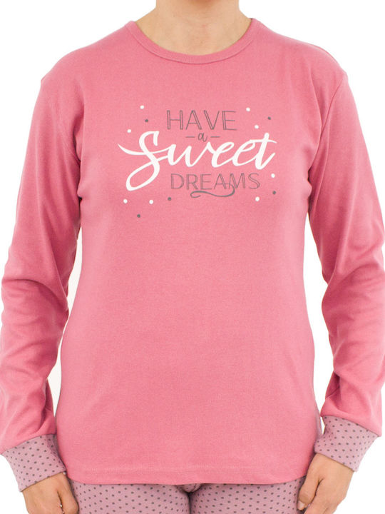 Fawn Winter Damen Pyjama-Set Rosa