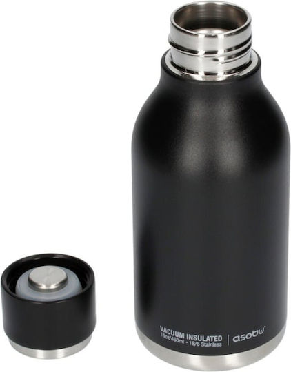 Asobu Urban Μπουκάλι Θερμός Ανοξείδωτο 473ml Black
