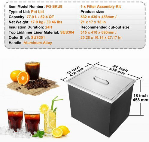Vevor Aluminum Ice Bucket Container